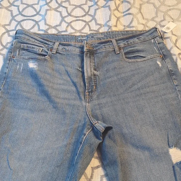 Women's Old Navy,High Rise, O.G Straight Leg, Lightly Distressed, Size 18 Jeans - Picture 2 of 6